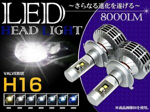 【新品即納】オールインワン 一体型 H16 LEDヘッドライト 3000LM 6500k ホワイト/ブルー/イエロー 切り替え可能 カラーフィルム フォグ