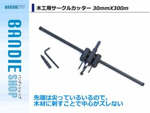 【新品即納】木工用 サークルカッター 電動ドライバー センタードリル 六角レンチ/ピン付属 DIY ビット 厚板 薄板 30-300㎜ 9φボール盤