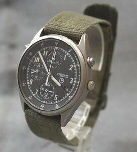 1円～ 【メンズ腕時計】セイコー SEIKO 貴重英国軍用 7T27-7A20クォーツクロノグラフ For The Royal Air Force