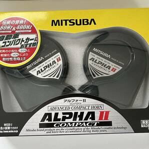 【送料無料】中古 ホーン クラクション MITSUBA ミツバサンコーワ アルファ2コンパクト伝統の周波数480Hz／400Hz 保安基準適合 HOS-04Gの画像1