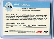 2020 Topps Chrome Formula 1 1954 World on Wheels #54W-28 Yuki Tsunoda 角田裕毅 インサートカード_画像2