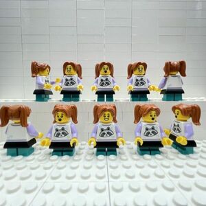 C14　レゴミニフィグ　ツインテールの女の子　アライグマ服　スカート　両顔ヘッド　10個セット　新品未使用　LEGO社純正品