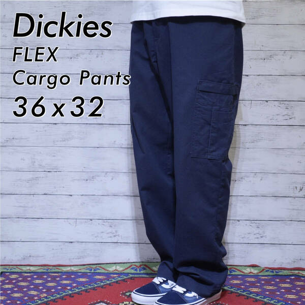 ディッキーズ Dickies FLEX ストレート カーゴパンツ ワークパンツ チノパン W36 L32 ネイビー 紺 20202504