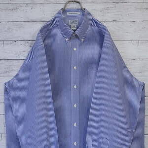 エルエルビーン L.L.Bean ポケット ストライプ オックスフォード 長袖ボタンダウンシャツ BDシャツ 17 XL ライトブルー ホワイト 20202521