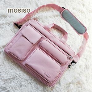 MOSISO ショルダーバッグ パソコンケース 15-16インチ ピンク
