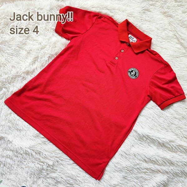 Jack bunny!! メンズ ポロシャツ size 4 ゴルフウェア 赤