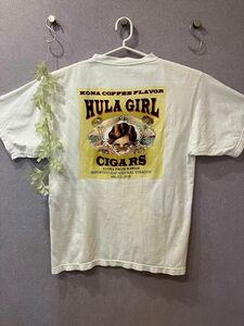 HULA GIRL CIGARS KONA COFFEE FLAVOR ハワイアンＴシャツ 半袖　コナコーヒー　希少レア