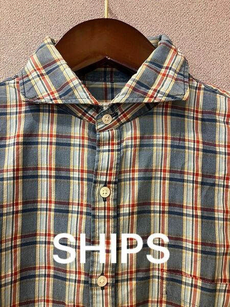 【美品】SHIPS シップス　長袖シャツ チェック柄　綿