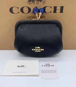 COACH コーチ　キスロック　ブラック　コインケース　がま口　アウトレット品