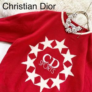 3点送料無料☆Christian Dior sports　クリスチャンディオール　星柄　クルーネック　ニット　M　vintage　ビンテージ