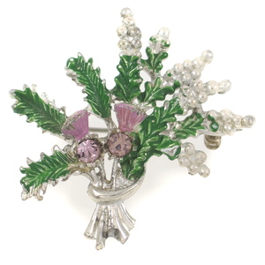 UK1831*[EXQUISITE]* purple. a The mi. flower flower motif * Vintage brooch *