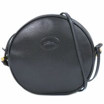 本物 ロンシャン LONGCHAMP レザー ショルダーバッグ ポシェット ブラック_画像1