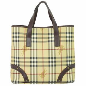 本物 バーバリー ロンドン BURBERRY LONDON ノバチェック チェック トートバッグ ハンドバッグキャンバス ベージュ ブラウン