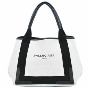 本物 バレンシアガ BALENCIAGA ネイビー カバス S トートバッグ ハンドバッグ キャンバス ホワイト ブラック 339933