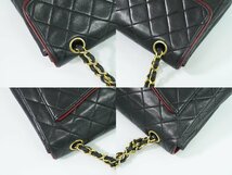 本物 シャネル CHANEL ココマーク マトラッセ チェーン ショルダーバッグ ラムスキン レザー ブラック レッド_画像6