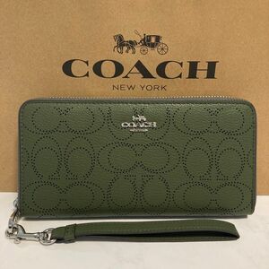 新品　COACH長財布　コーチ　長財布　レディース メンズ シグネチャー グリーン