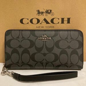 新品 COACH長財布 コーチ レディース メンズ シグネチャー ブラック