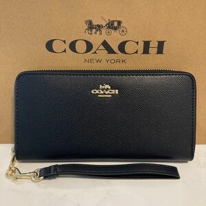 新品　COACH長財布　コーチ　長財布　レディース メンズ シンプル ブラック ゴールド 黒