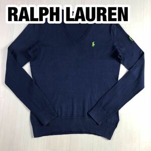 RALPH LAUREN ポロゴルフ ラルフローレン コットンニット セーター M ネイビー 刺繍ポニー