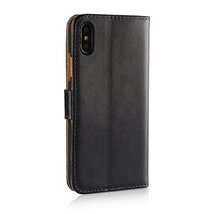 ★新品★黒iPhoneX用 手帳型ケース アイフォン レザー 革 スマホカバー_画像2