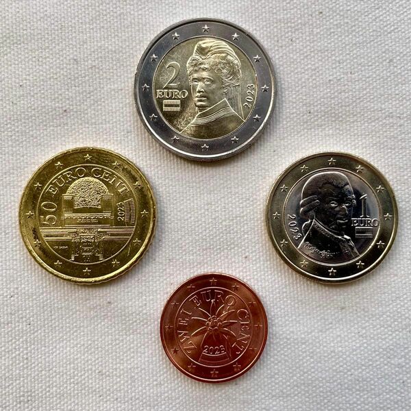 ユーロ 硬貨 ４枚 オーストリア 2023年 外国コイン セット