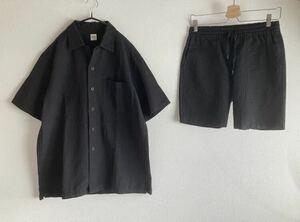 セットアップ! Ron Herman ロンハーマン RHC Seersucker Sleeve Shirt ＋half pants シアサッカー 半袖 シャツ ハーフパンツ BLACK M S