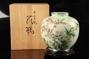 [URA]七宝四君子文花瓶/約1㎏/8-4-47/　(検索)骨董/銅器/銅花瓶/花器/花入/花生/壷/飾壷/七宝焼