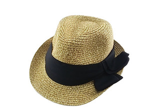 帽子 ブレードハット JOUJOULIER ジュジュリエ リボン付 中折れ 抗菌防臭 UV対策 頭周り 約56～58cm ブラック