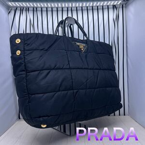 【美品】PRADA×プラダ 金色プレートトートバッグ