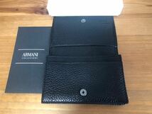 本物アルマーニコレツィオーニ ARMANI 本革レザー　二つ折り カードケース 名刺入れ パスケース ビジネス ブラック 黒_画像3