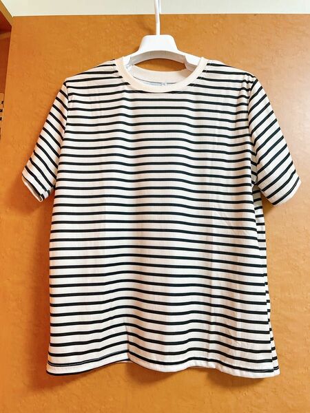 【着画あり】新品　レディース　トップス　綺麗めTシャツ　Tシャツ　半袖　ストライプ　大人可愛い