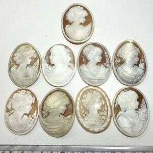 ☆シェルカメオ9点おまとめ 340ct☆68.0g M 裸石 宝石 ジュエリー shell cameo jewelry 貴婦人 ブローチ