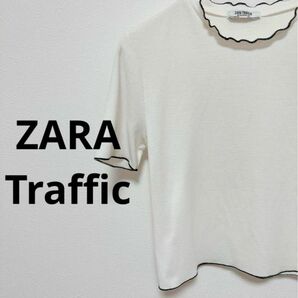 ZARA Traffic トップス　カットソー　半袖　白×黒　Sサイズ 美品