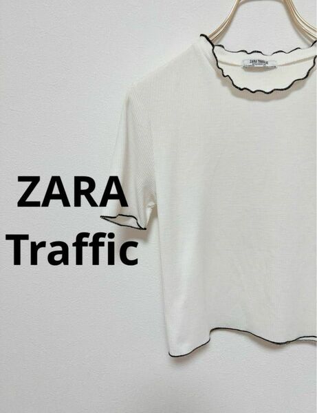 ZARA Traffic トップス　カットソー　半袖　白×黒　Sサイズ 美品