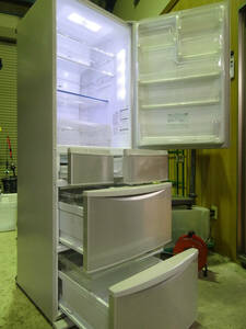 [ contents piled 426L] Panasonic Panasonic slim 5-door refrigerator NR-E438T N shape champagne 426L 2014 year made 