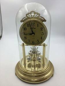 【1720】MASTER　マスタークオーツ　ガラス製　ドーム型　置き時計 回転振り子 中古 アンティーク 昭和レトロ コレクション 