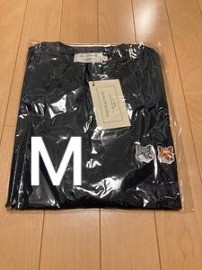 ⑤ M メゾンキツネ　ダブルフォックス　半袖Tシャツ　ネイビー