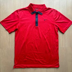 ナイキ Nike ポロシャツ ゴルフウェア 半袖シャツ GOLF ゴルフ Mサイズ メンズ赤 半袖ポロシャツ　ハーフジップ