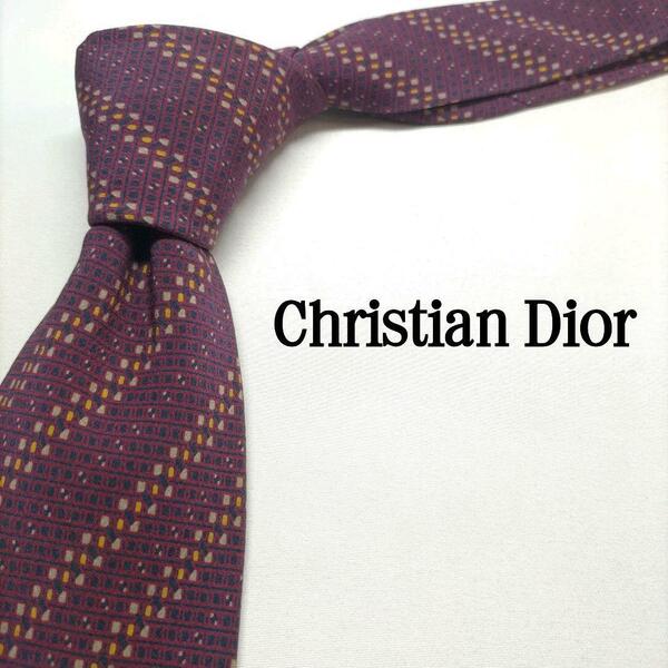 Christian Dior ワインレッド ストライプ 前面ロゴ 【美品】