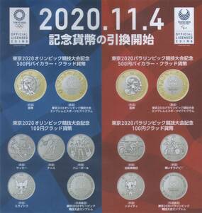 ■２０２０ 東京オリンピック・パラリンピック（四次）５００・ １００円記念貨幣 ９種類 