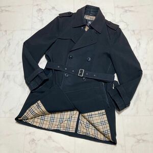 1円〜 美品 大きいサイズ BURBERRY BLACK LABEL バーバリーブラックレーベル トレンチコート ノバチェック ベルト アウター ブラック 希少