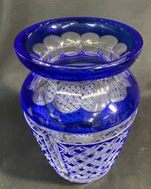 MIK283　切子◆青色◆ブルー◆花器◆花瓶　【1円スタート！！】コレクション_画像5