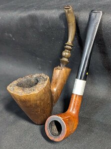 MIK385 smoking .* pipe * wooden * 2 ps [1 jpy start ] collection 