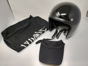 U229【美品】WANDEREZ BEETLE　ヘルメット　500-TX　バイザー付/サイズ：L/黒/ブラック/シールド