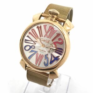 GaGaMILANO ガガミラノ MANUALE 46 マヌアーレ 腕時計 5081.1 クオーツ アナログ ラウンド ゴールド コレクション 動作確認済 箱付きの画像2