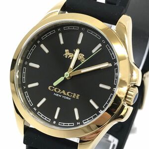  new goods COACH Coach wristwatch 14503783 quarts hole ro ground watch collection black Gold simple stylish operation OK box 