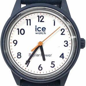 美品 ice watch アイスウォッチ 腕時計 018480 ソーラー アナログ ラウンド ホワイト ネイビー ウォッチ シンプル シリコン 動作確認済み