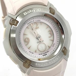  beautiful goods CASIO Casio BABY-G baby G wristwatch BG-73 quarts hole teji round pretty stylish pink calendar battery replaced operation verification settled 