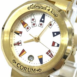 CORUM コルム Admiral's Cup アドミラルズカップ 腕時計 クオーツ アナログ ラウンド ホワイト ゴールド 国旗 ヴィンテージ コレクション