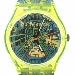  новый товар Swatch Swatch PASSAGE TO BROOKLYN Brooke Lynn наручные часы GJ120 кварц коллекция модный искусство иллюстрации зеленый 